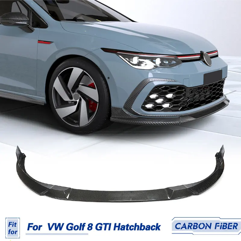 

Car Front Bumper Lip Spoiler Carbon Fiber for VW Golf 8 MK8 GTI Hatchback 2021 2022 Racing Front Lip Chin Apron Guard Body Kit