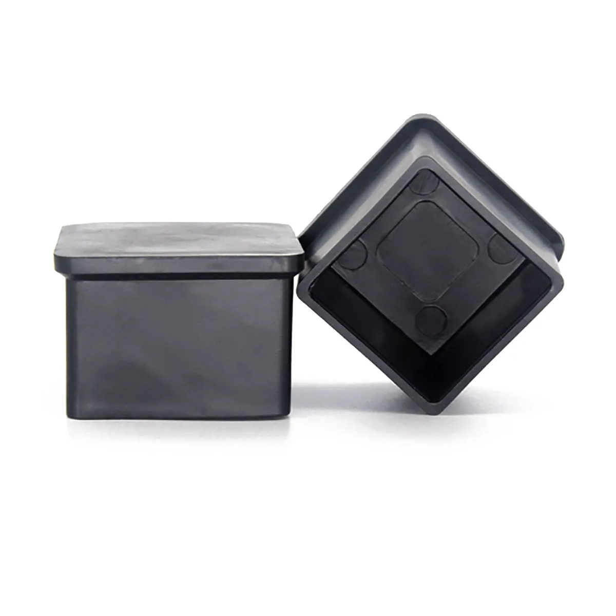 Black PVC Square/rectangular Soft Rubber Tube Cap, Table and Chair Foot Pad Protective Cover 10x10mm To 100x100mm