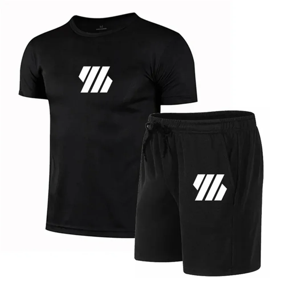 

Summer Outdoor Set Men Run Short Sleeve T-Shirt +Shorts Two Piece Set Sportswear Men's Casual Fitness Sports Quick-drying Sets