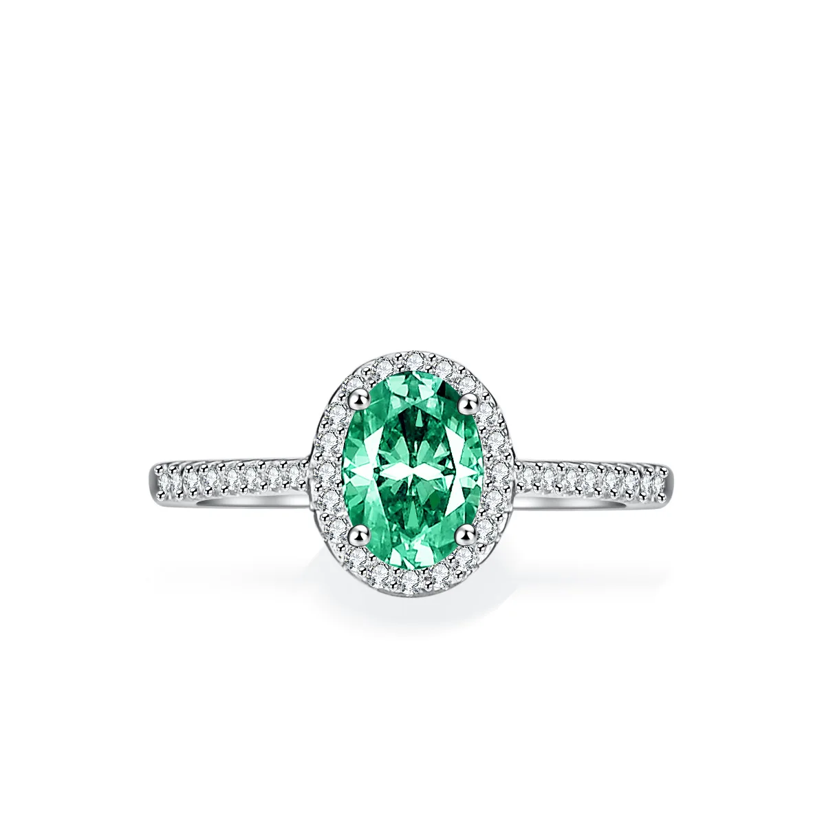 Testpositiv Brillanter 1Ct 5*7mm Ovaler Grüner Moissanit-Ring Massives 18K Weißgold Damen AU750 Schmuck – Detail 1