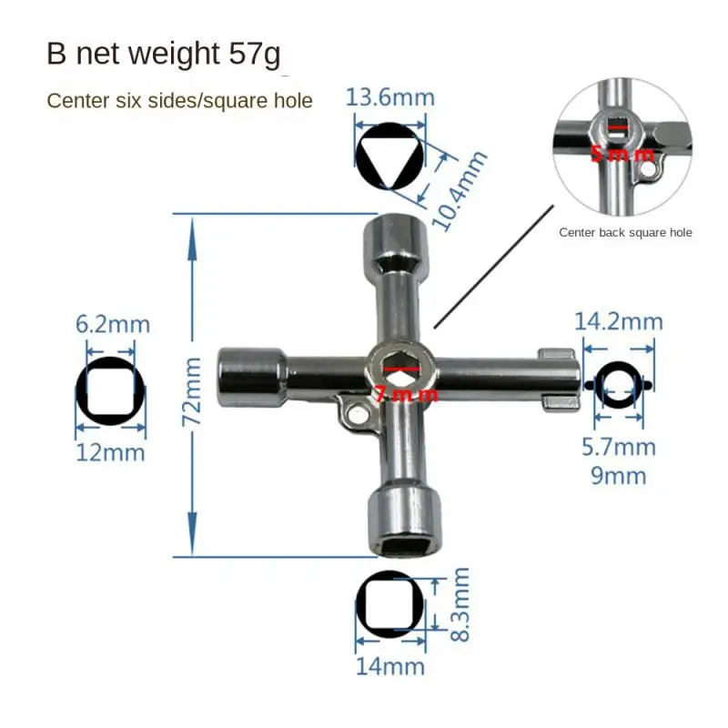 Cross Cross Triangle Wrench Universal 4 Way Cross Triangle Wrench KEY For Train Electrical Elevator Cabinet Valve Alloy Triangle