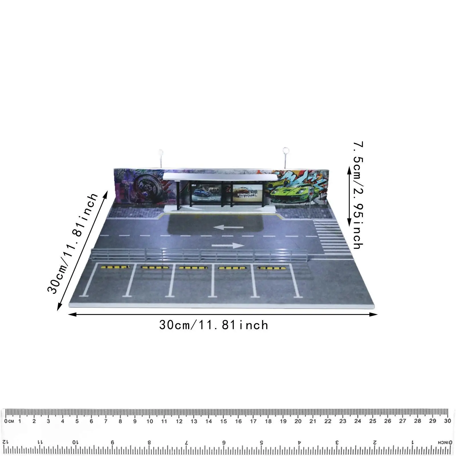 1/64 Scale Bus Waiting Stop Scene Accessory for Layout Micro Landscape Scene