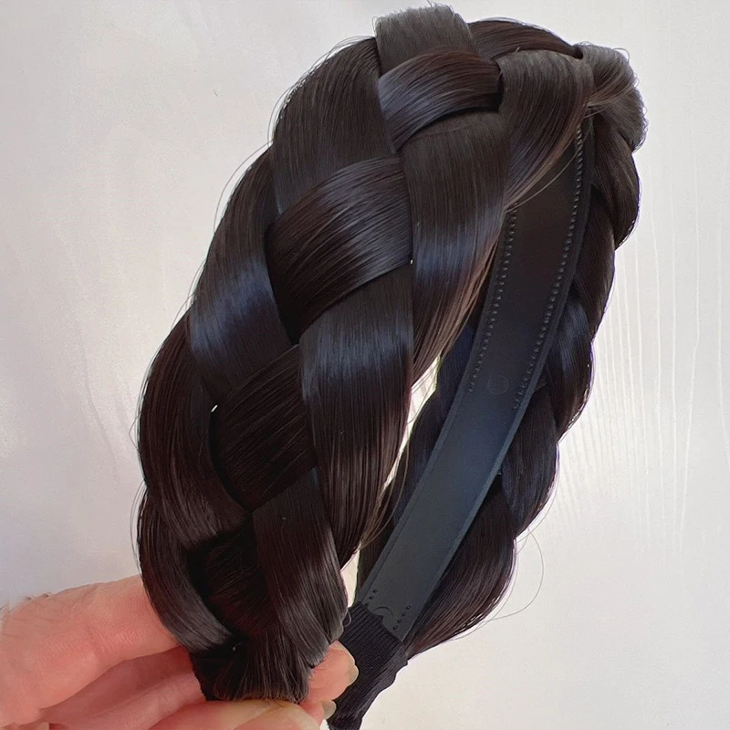 Bohe sztuczny styl Fishbone pleciony pałąk zębate antypoślizgowe Hairband peruka Twist Braid obręcz do włosów szeroka opaska na głowę stylizacja