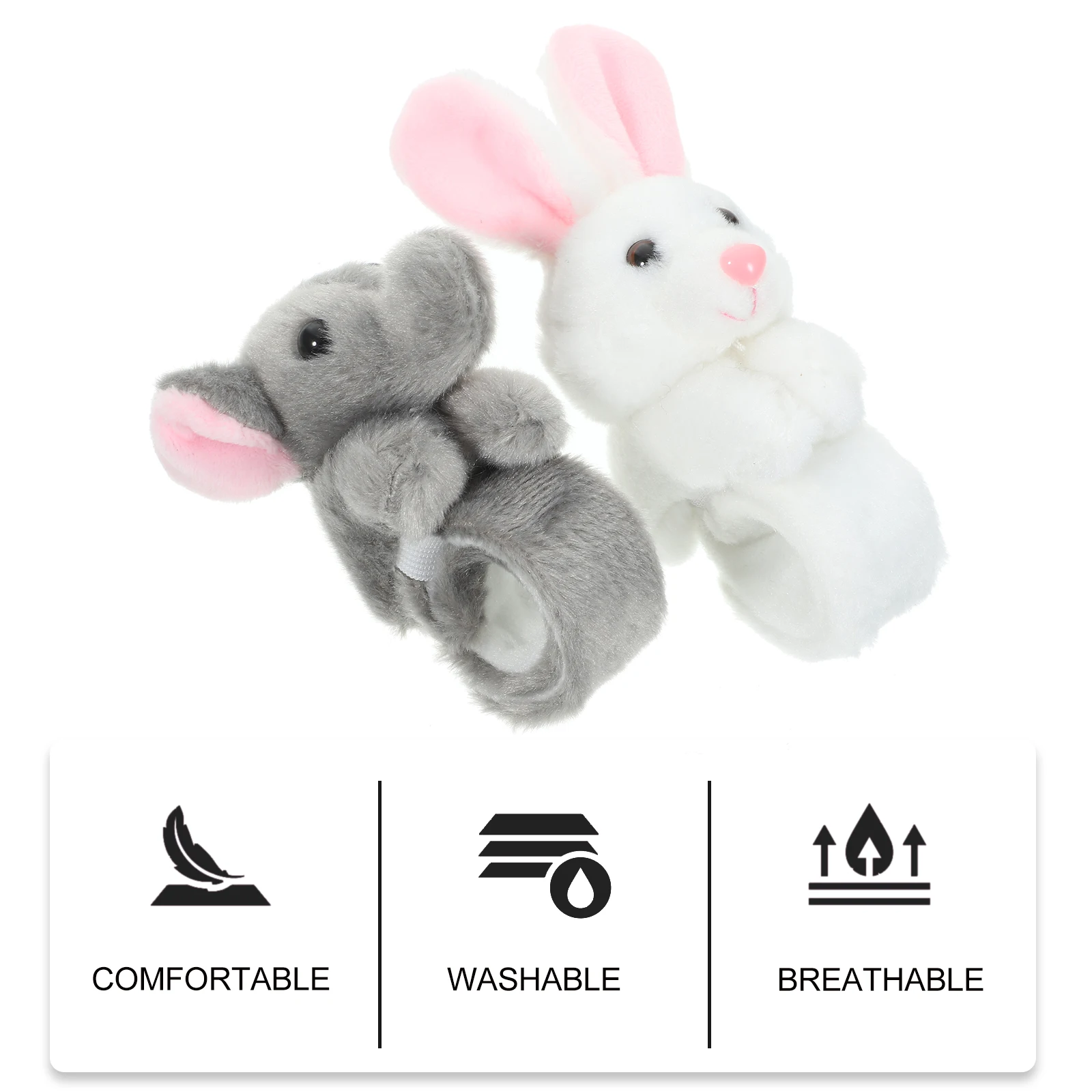 2 Pcs Slap Bands Stuffed Animals Simulated Bracelet Wrist Kids Party Favor Baby Cartoon Animal Toys Decorative Accessories