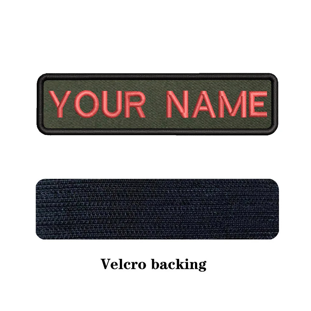 10 x 2,5 cm, Armeegrüner Hintergrund, Stickerei, individueller Name, Text-Patch, Streifen-Abzeichen, zum Aufbügeln oder Träger-Patches für Kleidung