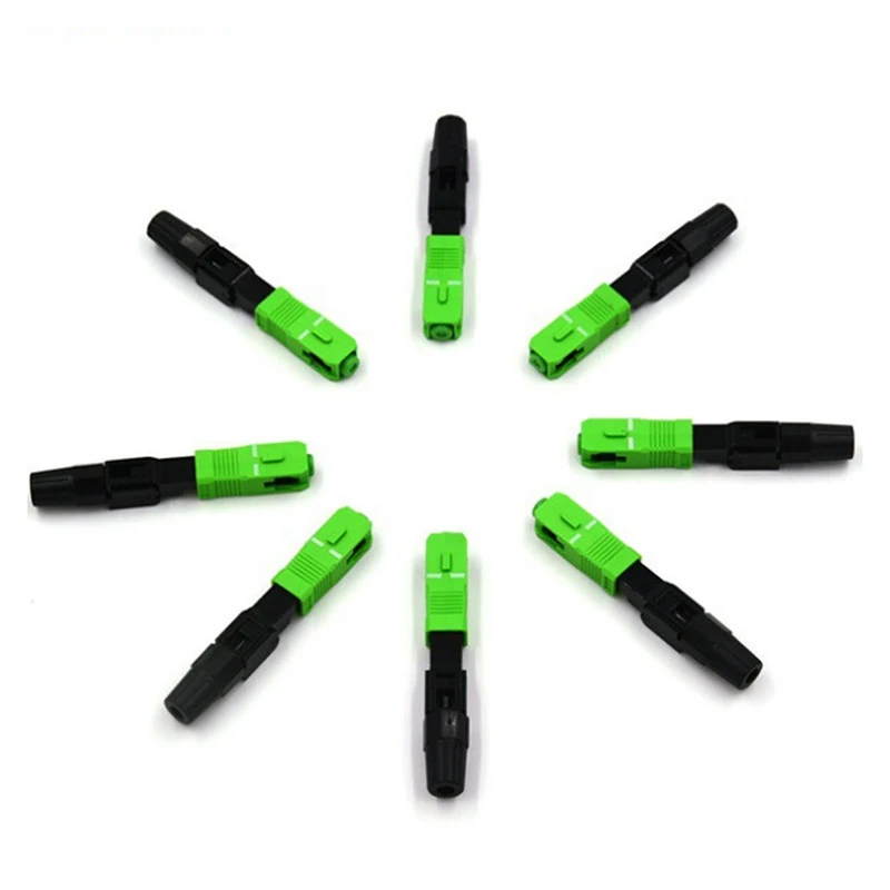 10pcs SC APC Fiber Optic Fast Connector Single Mode Fiber Optic Adapter FTTH Fiber Quick Connector Field Assembly