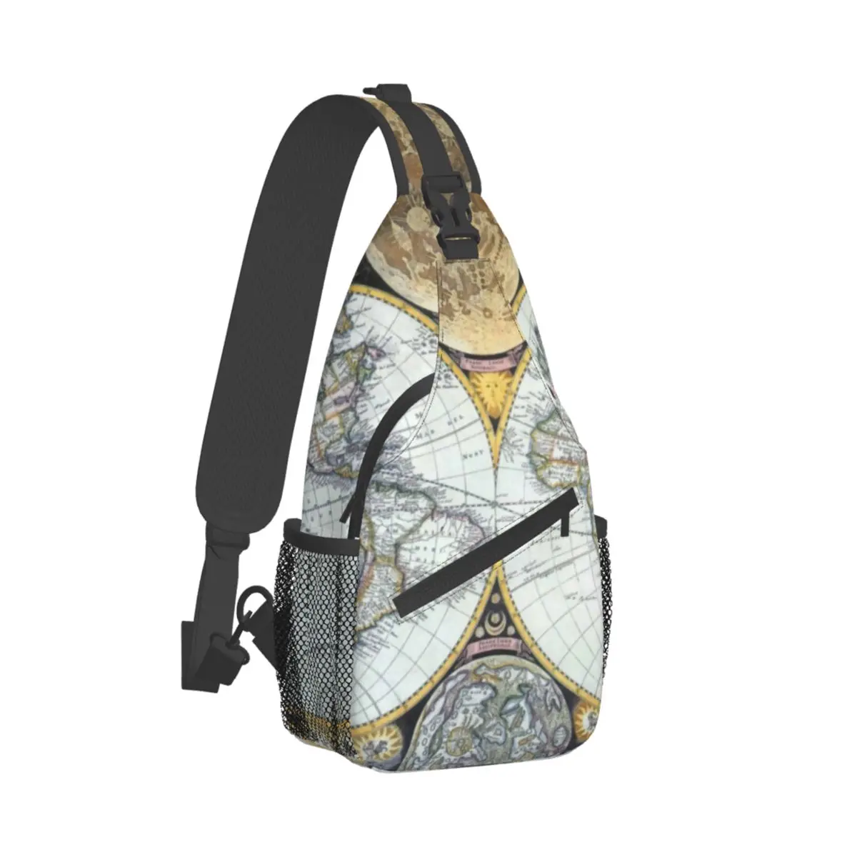 Earth Map Shoulder Bags Antique World Map Modern Chest Bag Women Trip Running Sling Bag Business Print Small Bags