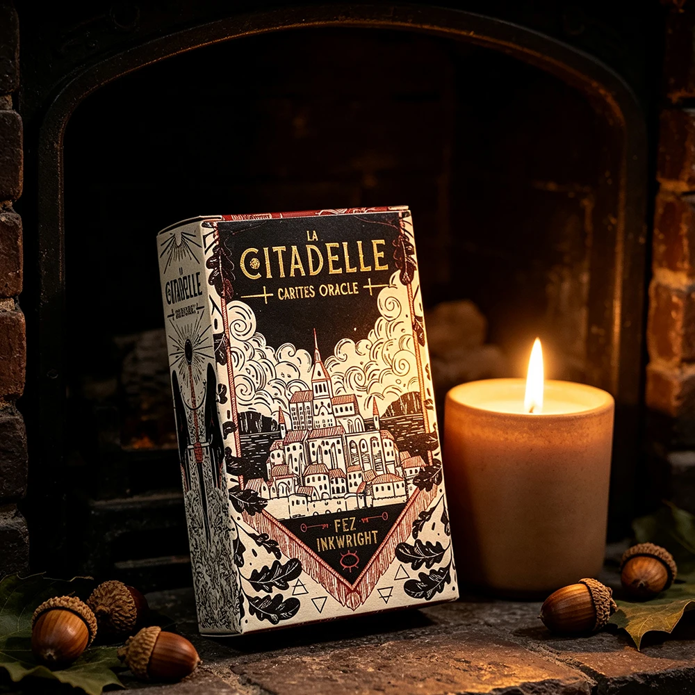 La Citadelle Oracle Cards 60 Cards Vintage Citadel Castle Line‑Drawing Oracle French Version Spiritual Divination Board Game
