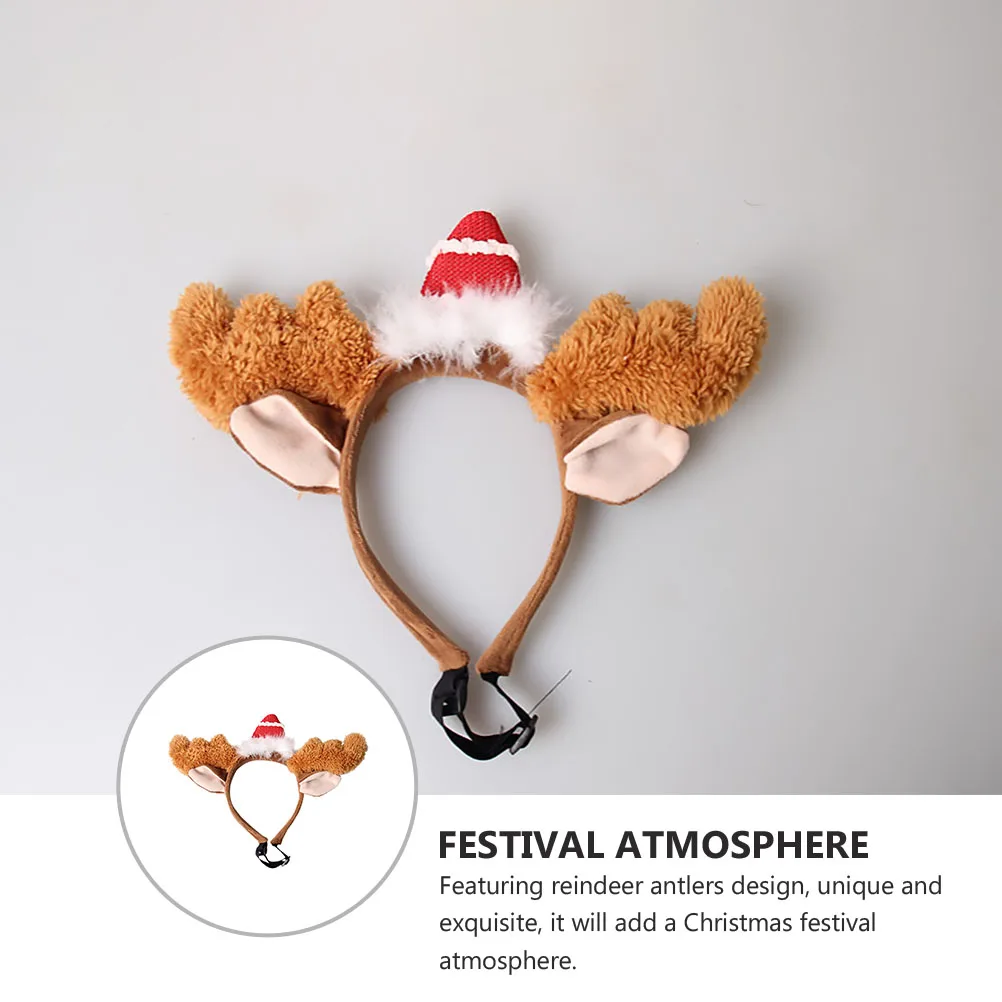

Christmas Pet Headband Reindeer Antlers Costume Brown Cat Dog Supplies Adjustable Durable Safe Long Small Pets Role Play