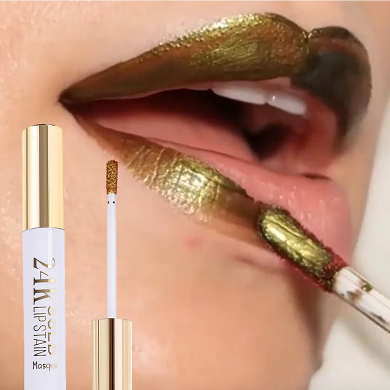 24k ouro brilho labial rasgo filme labial de longa duração à prova dwaterproof água lábio esmalte antiaderente copo tingido lábio mancha cor batom maquiagem feminina
