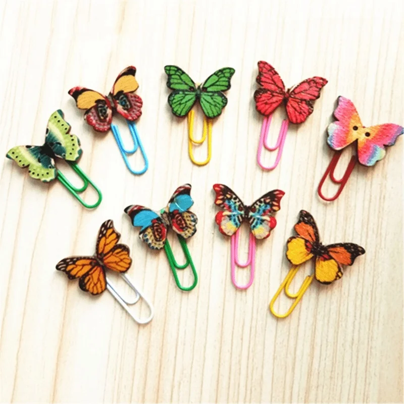 10/20 Pieces of Randomly Assorted Colorful Butterfly-Shaped Paper Clips, Suitable for Documents, Receipts, Bookmarks, Decorative and Practical Office Supplies, Can Be Used on Bulletin Boards, Colorful Coding Clips for