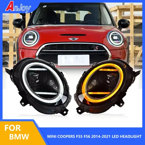 BMW 미니 쿠퍼 F55 F56 2014-2021용 풀 LED 헤드램프 어셈블리 RGB 업그레이드 하이 프로젝터 렌즈 액세서리 BMW 미니 쿠퍼 F55 F56 2014-2021용 풀 LED 헤드램프 어셈블리 RGB 업그레이드 하이 프로젝터 렌즈 액세서리