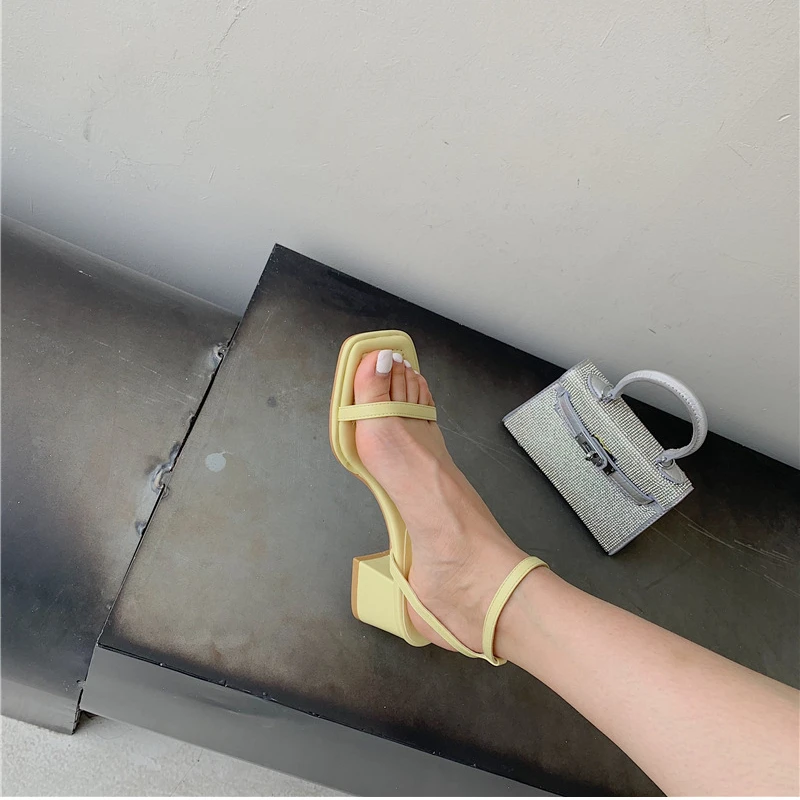 Fashion Design Sandals Women Thick Heel Casual Ladies Open Toe Shoes Sexy Party Sandal Ankle Strap 2024 Summer Mujer