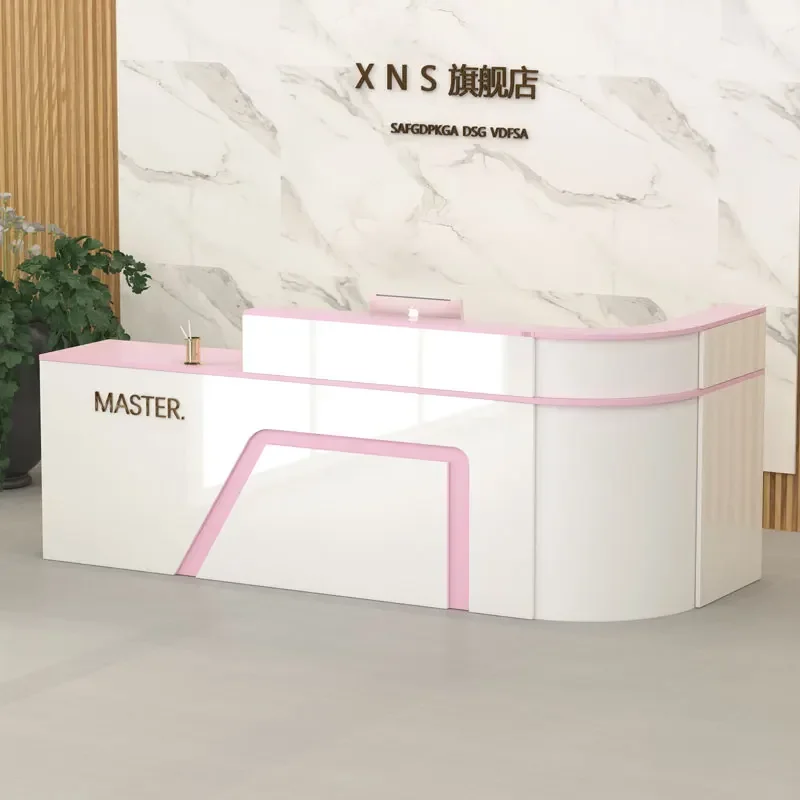 

White L Shaped Desk Clinic Reception Store Information Desk Reception Counter Supermarket Cashier Comptoire Magasin Furniture