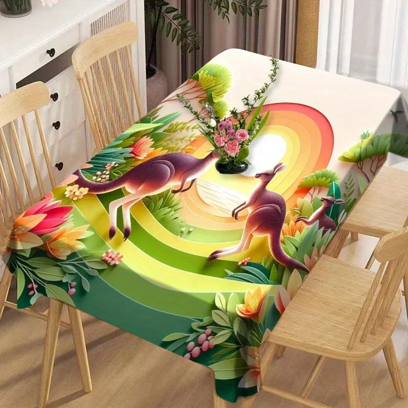 Tablecloth with kangaroo print tablecloth for household use, as a gift, for restaurant parties, coffee table, deskxzj