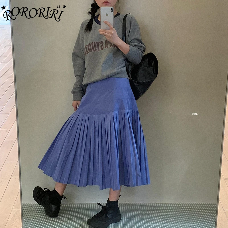 

RORORIRI многослойная длинная юбка-тортик для женщин, милая пышная юбка-миди, осенняя плиссированная юбка для отпуска, сложенная юбка трапециевидной формы