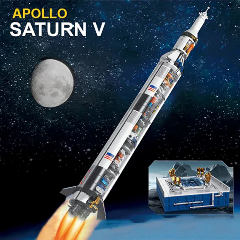 Bloques de Construcción del Cohete Saturn V, Kit de Modelo de Lanzadera Espacial, Juguete para Niños y Adultos, Regalo Educativo DIY, 846 Piezas