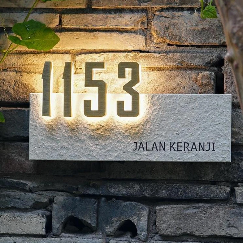 

Номер дома для проживания в семье Светящийся высококачественный уличный светящийся знак из нержавеющей стали 304, непромокаемый знак, цифровой номер для домашней виллы