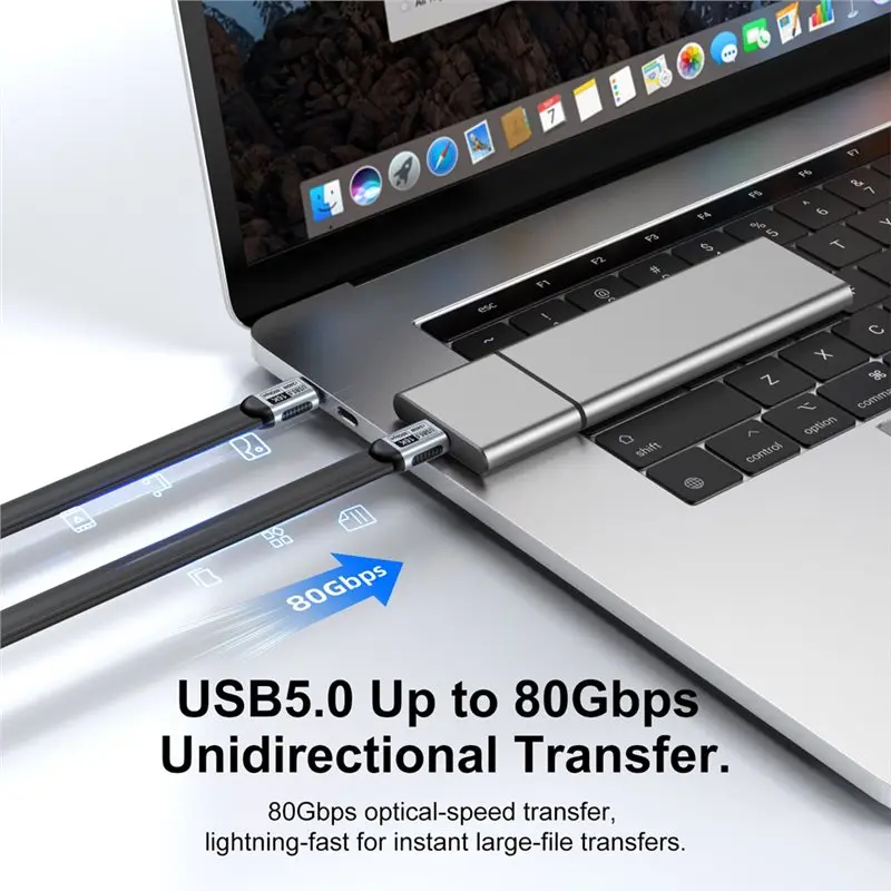 USB-C To USB-C Cable PD240W USB 5.0 Type-C 80Gbps For Thunderbolt-Compatible 5 Data Transfer Cord 16K/60Hz 1M
