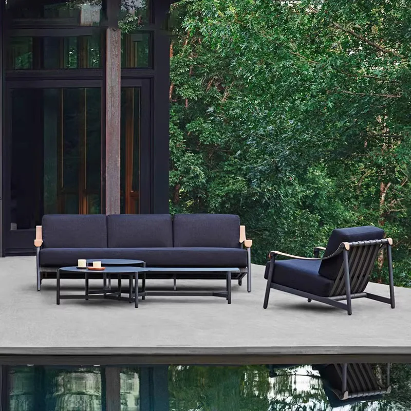 

Outdoor courtyard sofa garden outdoor open-air rattan chair furniture hotel clubhouse leisure area sofa coffee table combination