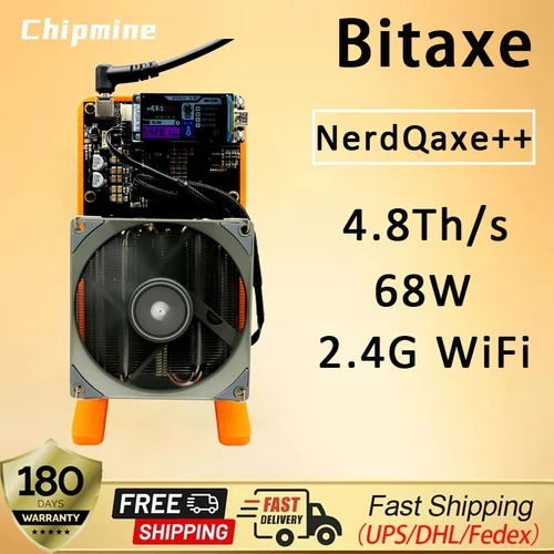 Bitaxe NerdQaxe++ 4.8TH/s Bitcoins Miner 4 Stück BM1370 Asic Chip Solo BTC 68 W 2,4 G WiFi Open-Source-Mining-Maschine