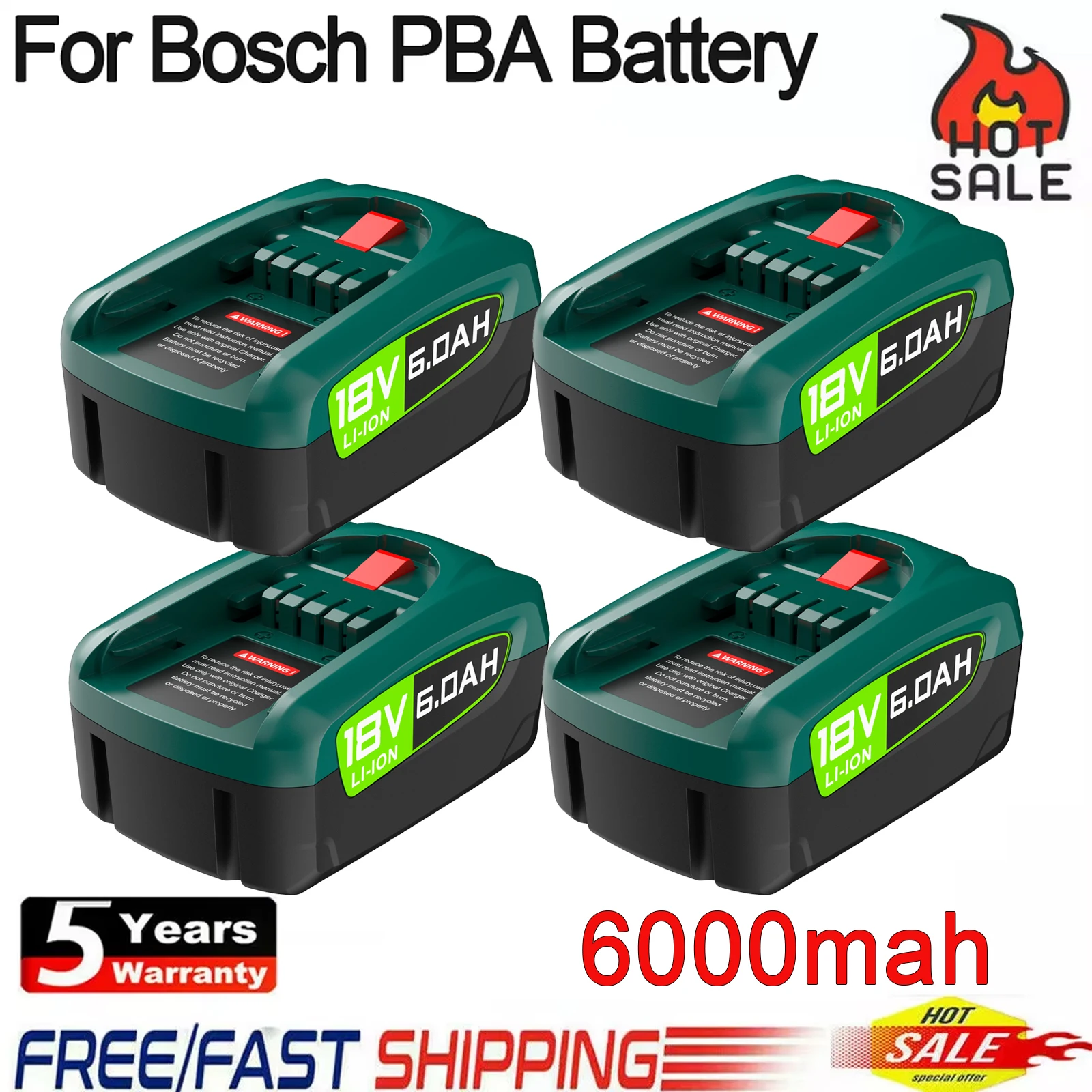 6000mah pour Bosch PBA 18V batterie de remplacement pour Bosch maison et jardin PBA PSB PSR 18 V outils électriques batterie Rechargeable