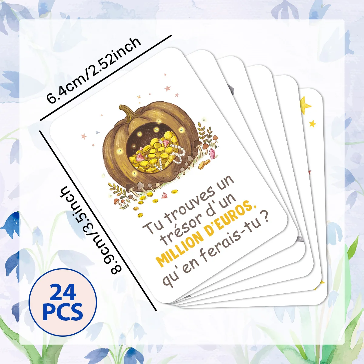24pcs French Interactive Dialogue Question Greeting Cards,Social Engagement Tool For Multi-Generational Activity,Community Event