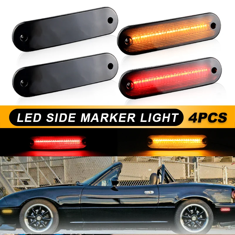 Smoke/clear Lens LED Side Marker Light For 1990-2005 Mazda Miata MX-5 NA NB Amber&Red OEM# NA01515FX 8BN1-51-120