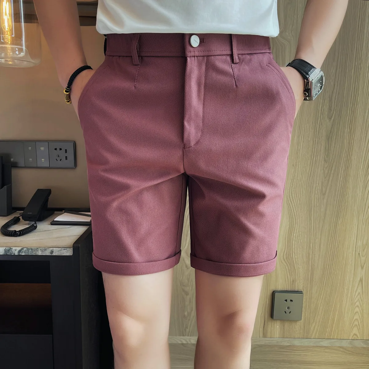 

Летние однотонные мужские шорты Корейская мода длиной до колена Slim Fit Мужские повседневные шорты Разноцветные универсальные шорты Homme 38-28