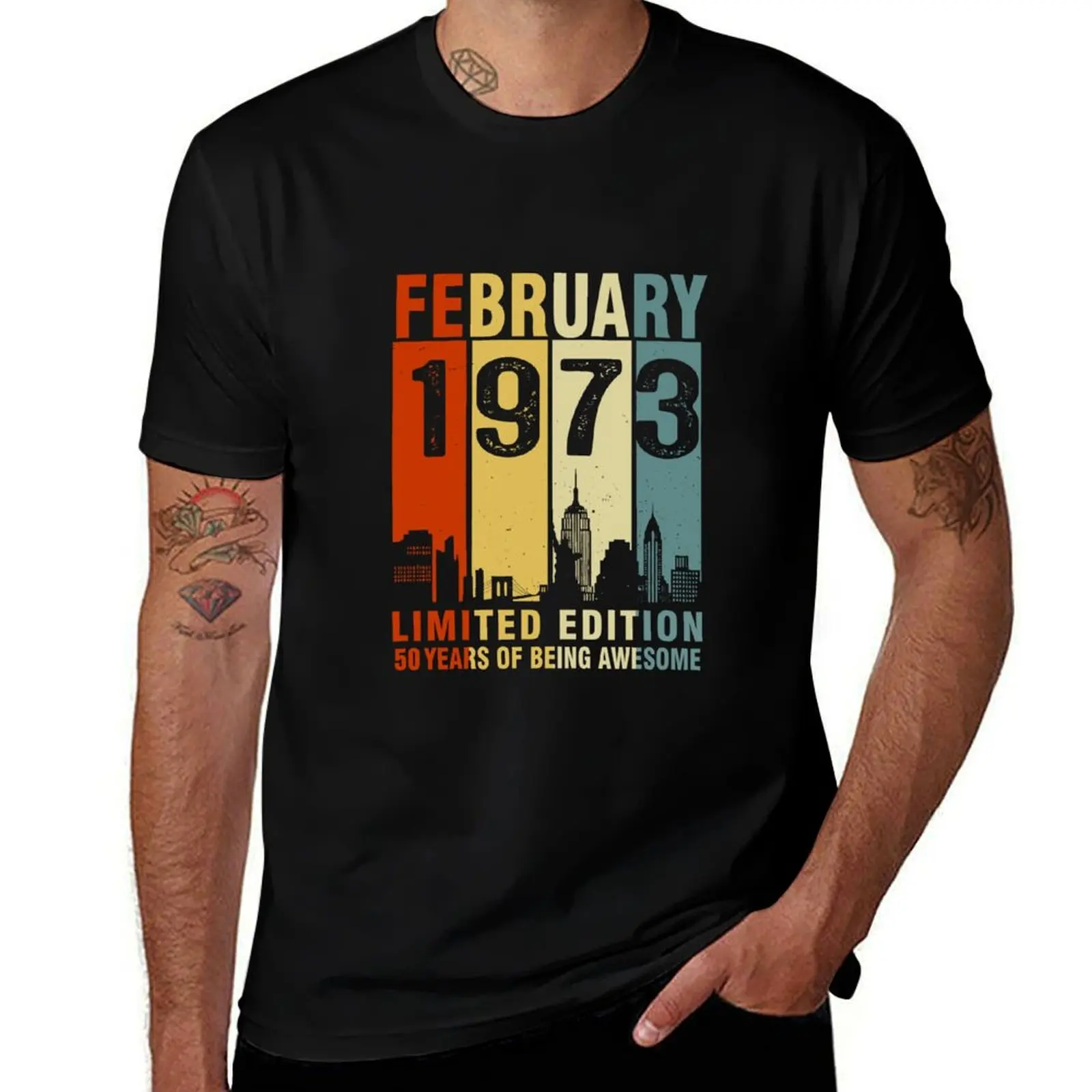 

February 1973 Limited Edition 50 Years Of Being Awesome T-Shirt man t shirt cotton high quality t shirt personalised T-shirt