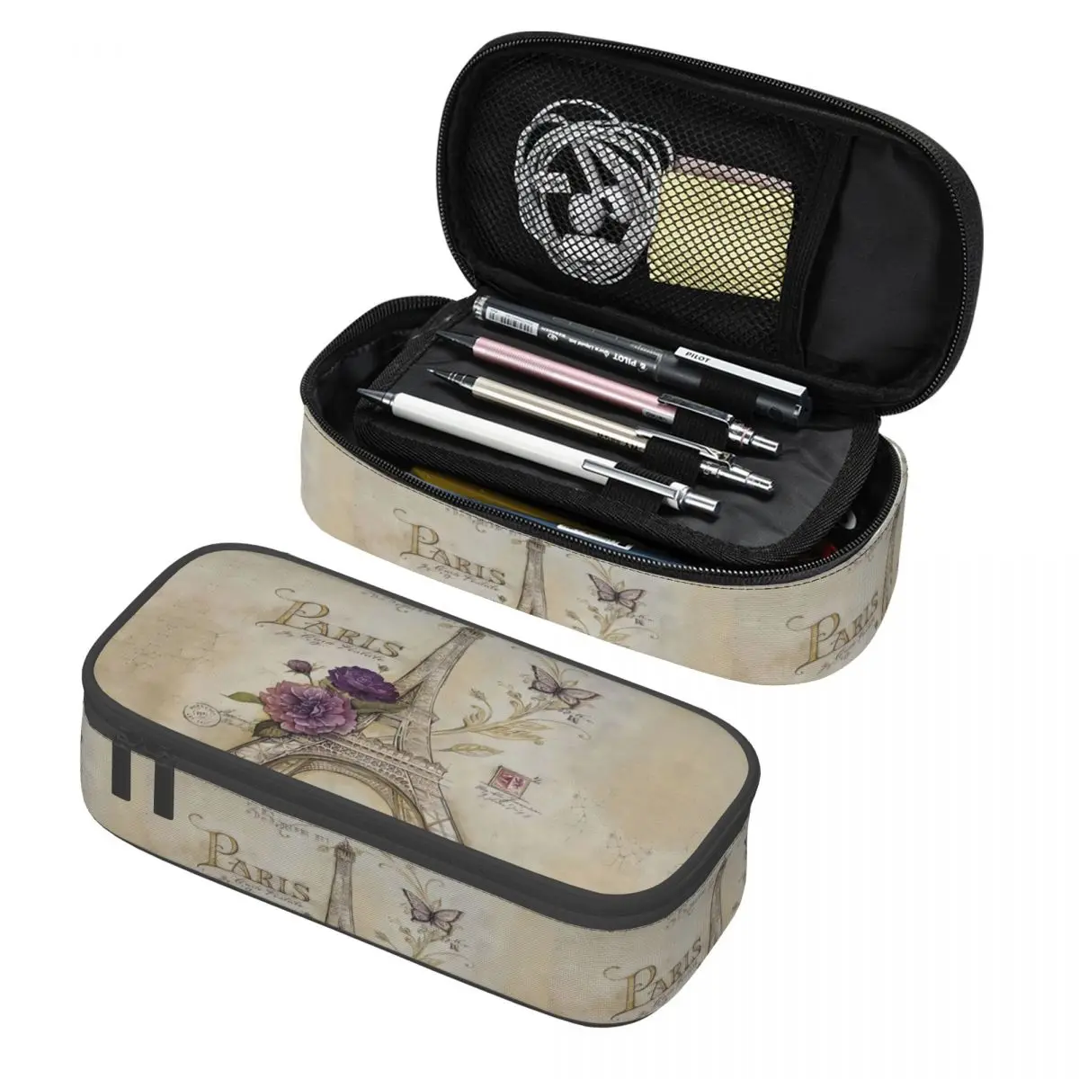 

Custom Cute France Paris Eiffel Tower Pencil Cases for Girls Boys Large Storage Pen Bag Box School Accessories