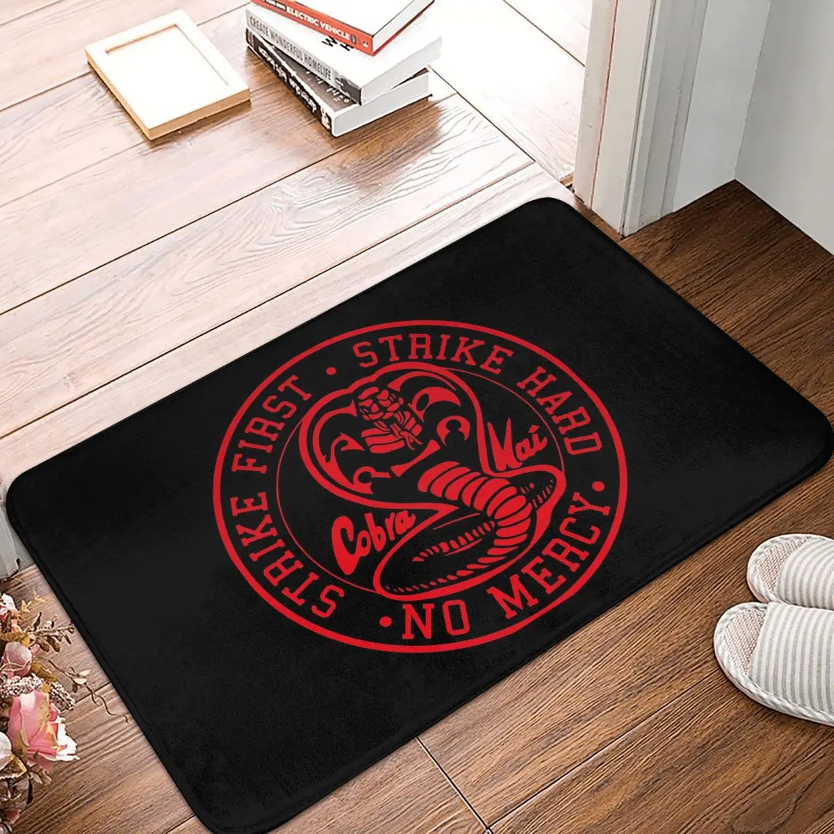 Strike First Strike Hard No Mercy Cobra Kai Anti-slip Doormat Floor Mat Carpet Rug for Kitchen Entrance Bathroom Footpad Mats