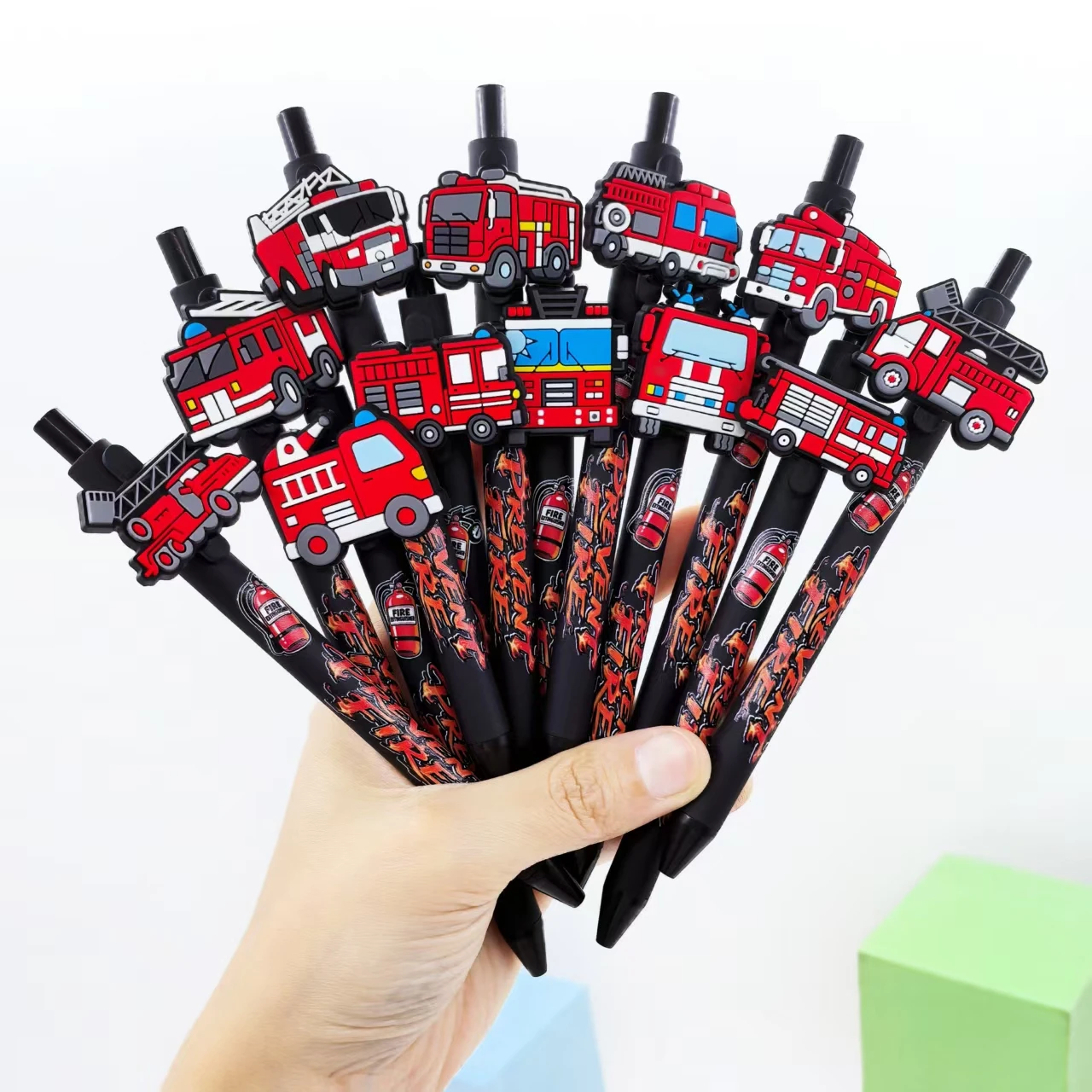 

12 pieces of creative fire truck Ballpoint pens, fire extinguisher printed Ballpoint pens, fire prevention safety ballpoint pens