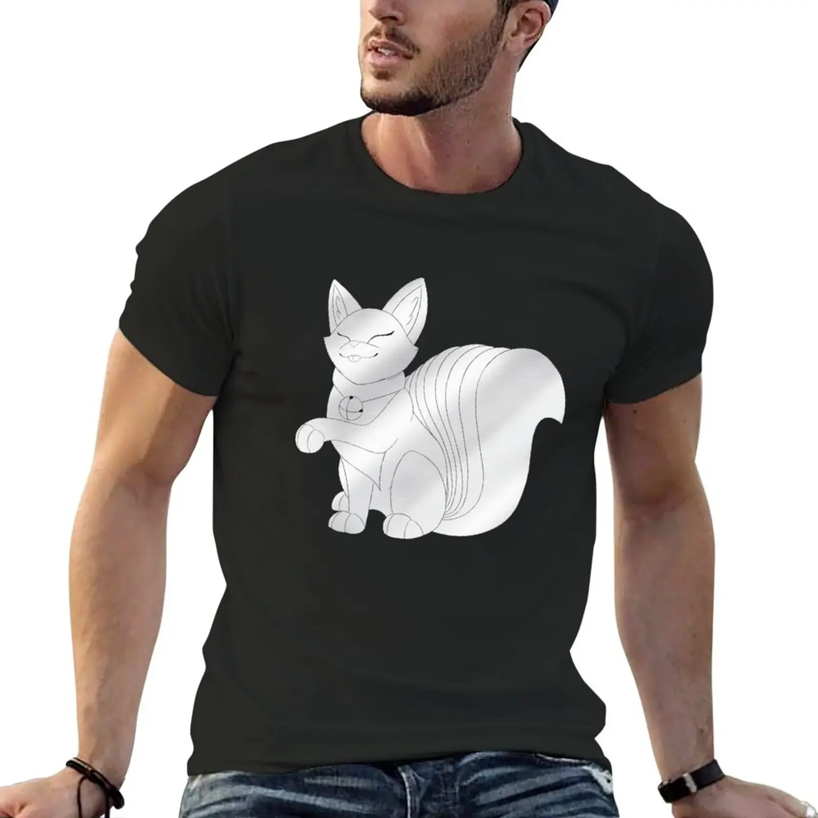 Lucky Kitsune - Solid Silver T-Shirt man t shirt cotton graphic tees graphic tee shirt quick-drying oversized t shirt men