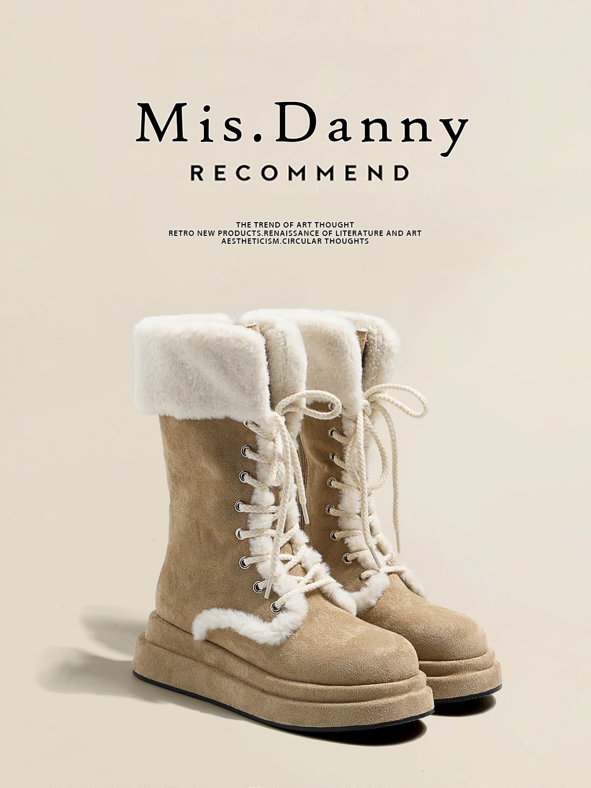 

Women's Mid-Calf Fce Lined Thi Bot Snow Boots Winter Faion Casual Waterproof Platform Rubber Sole oes