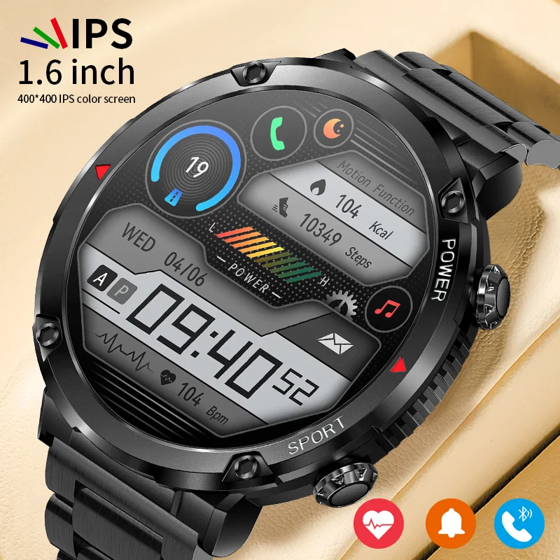 LIGE 2023 Bluetooth Call Smartwatch 600 mA Big Battery Men Smart Watch IP68 Waterproof Sports Fitness Man 1.6 Inch HD Screen