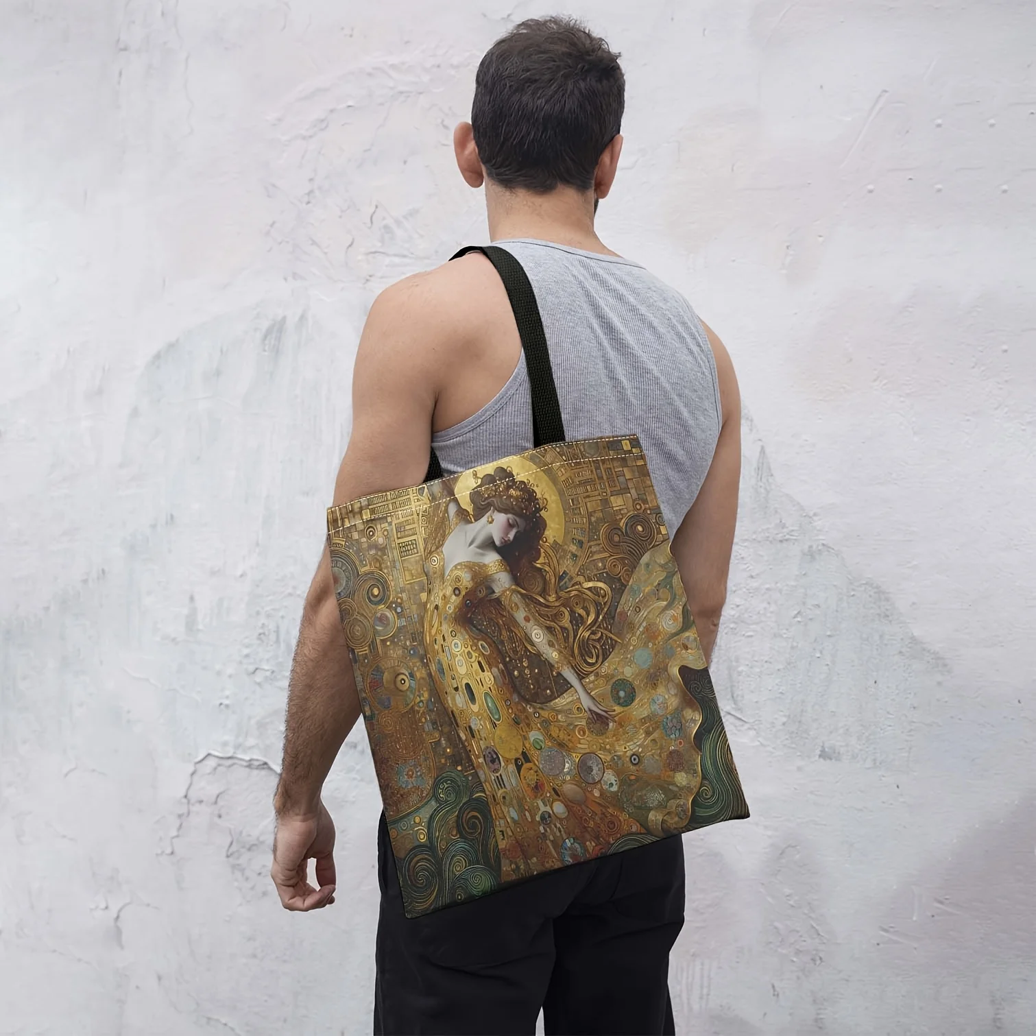 Bohemian Art Women's Shoulder Bag Large Capacity Foldable White with Vibrant Digital Print 40X40CM for Travel Shopping Pouch