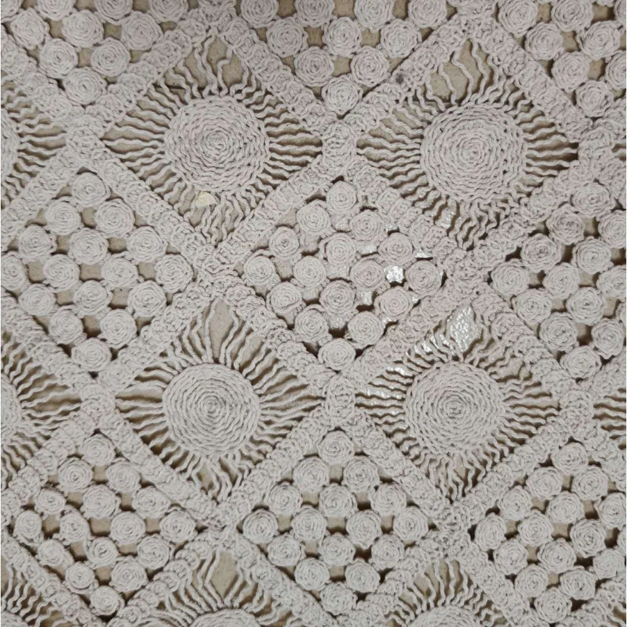 Crochet Lace  ins summer cotton skirt clothing with tassel square shape dress fabric DIY women\'s cotton embroidered lace hollow