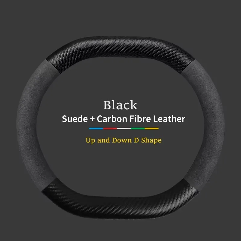 Universal Car Steering Wheel Cover Carbon Suede Breathable Anti Slip Car Decoration 37-38cm Steering Wheel Cover Accessories