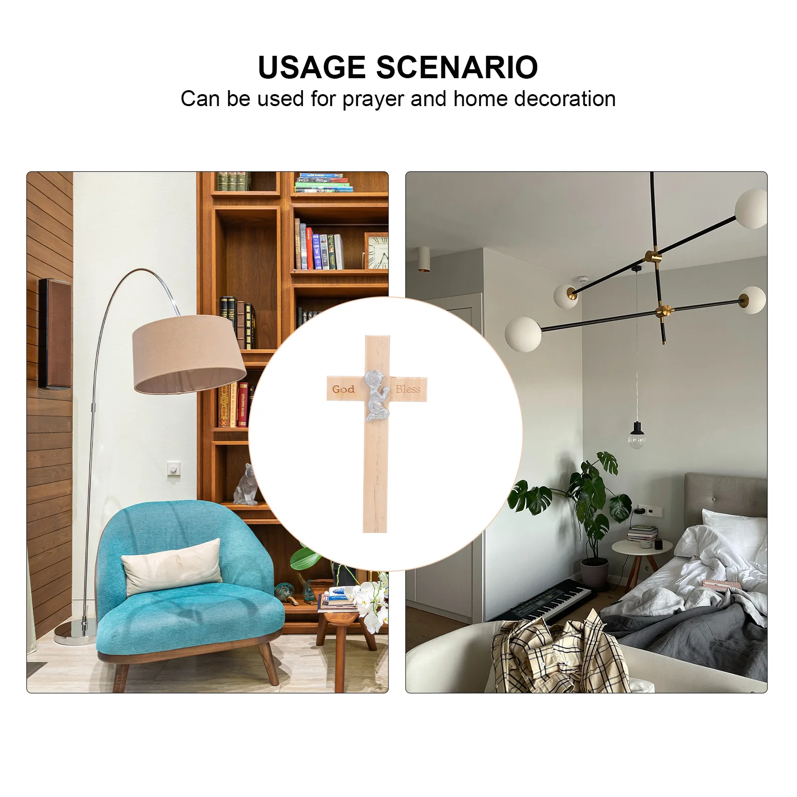 

Wooden Cross Prayer Pendant Solid Wood Craft Christian Cross Decor Durable Eco Friendly Hanging Ornament for Wall Display