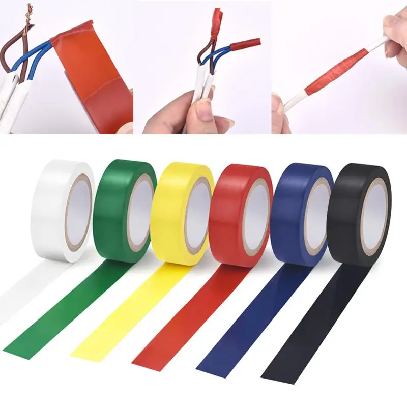 Color Electrical Tape PVC Wear-Resistant Flame Retardant Lead-Free Insulating Waterproof Eletrician White Black Red Blue Green