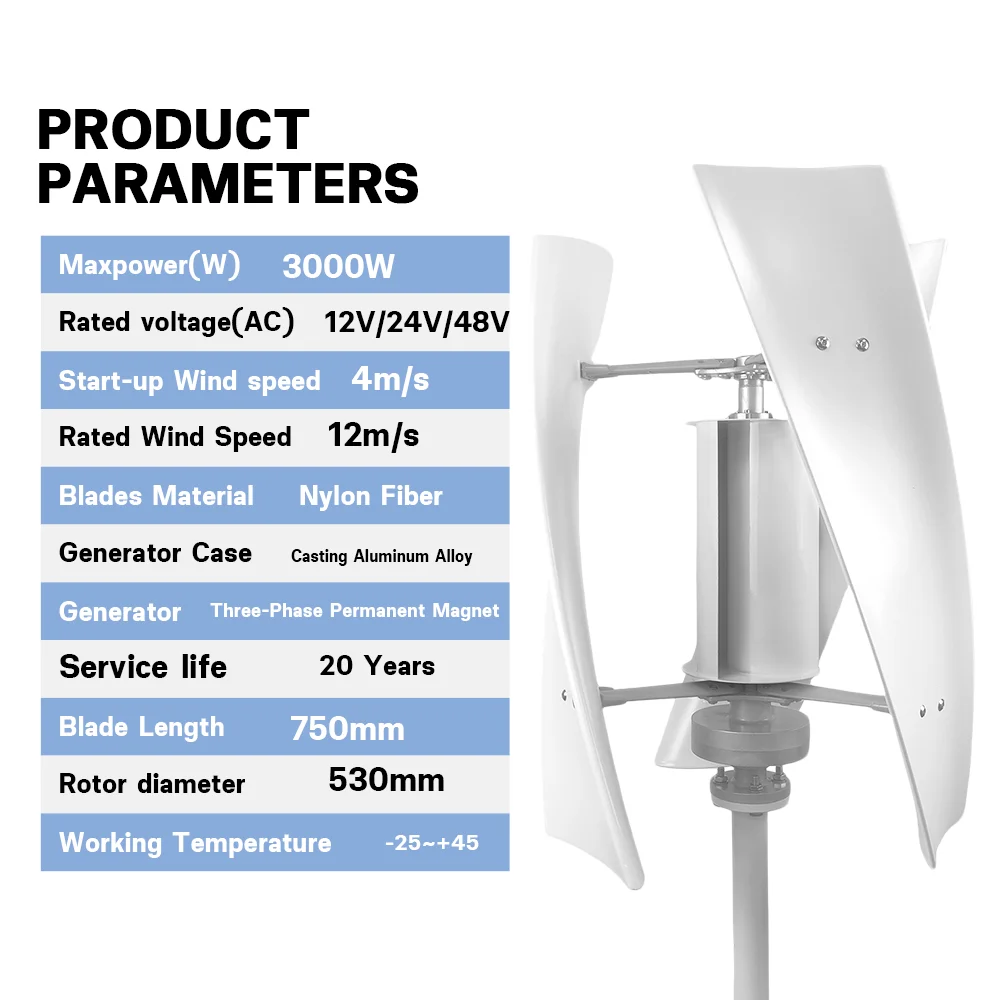 Poland Delivey 3000W Vertical WindmillTurbine Dynamo Generator Alternative Energy 24V 12V 48V With Mppt Controller Solar Panels