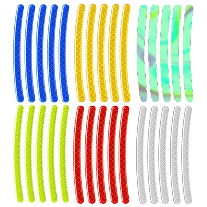 Car Tire Rim Reflective Sticker Night Safety Warning Strip Motorcycle Bike Auto Wheel Hub Reflector Stickers Decals 20Pcs