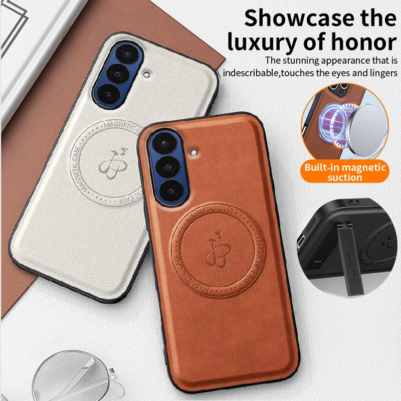 Magnetic Leather Cases For Samsung Galaxy Z Fold 7 Wireless Charging Full Lens Protection Holder Silicone Soft Cover Phone Case