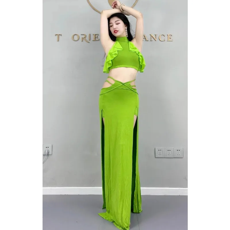 Customized Belly Dance Costumes Practice Outfit Oriental Dance Costume Modal Cute Lace Vest Waist Hanging Skirt