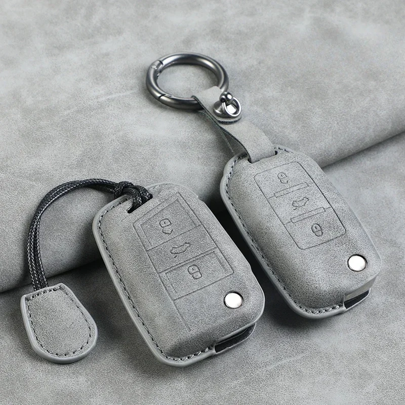 

Leather Car Flip Key Case Cover For Volkswagen VW Polo Golf Passat Tiguan Beetle Caddy T5 Up Eos Skoda Octavia Seat Leon Altea