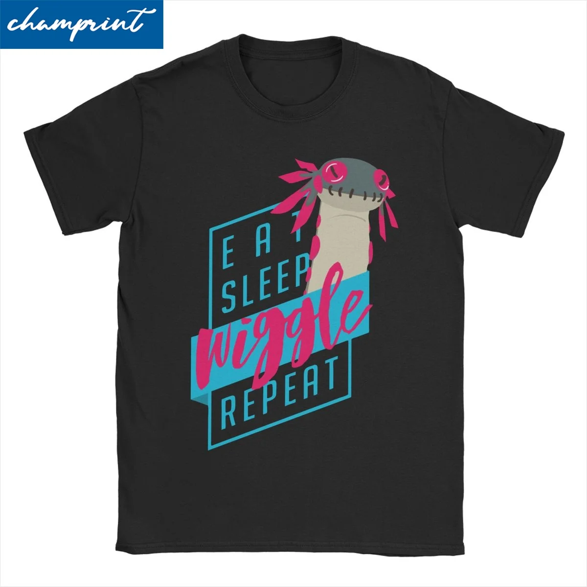 Eat. Sleep. Wiggle. Repeat. Monster Hunter World  Men T Shirts MHW Game Tee Shirt Round Collar T-Shirt Cotton Plus Size Tops