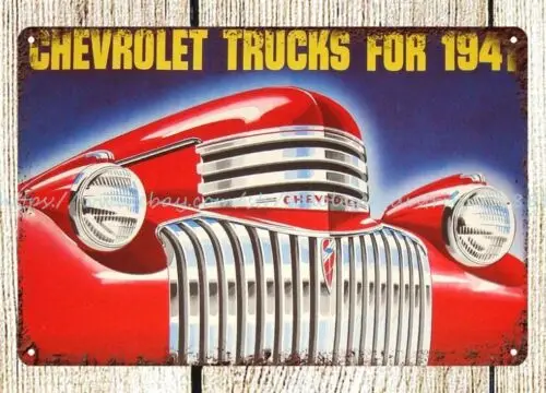 1941 autos Truck autos Pickup Panel metal tin sign garage shop poster home