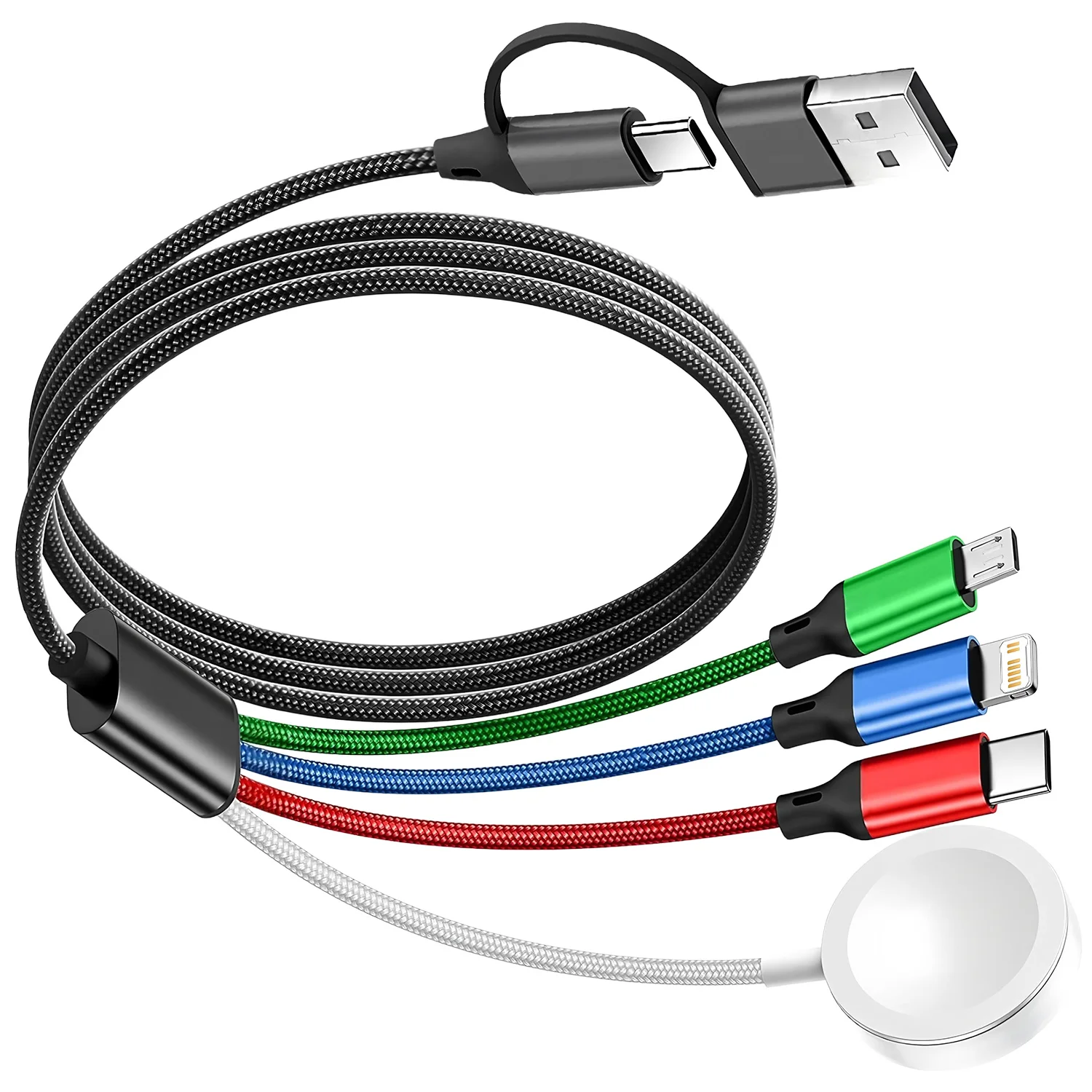 Kabel Pengisi Daya Multi USB C 2 in 3 240W untuk Ponsel/Komputer/Jam Tangan, Mendukung iPhone 16/15