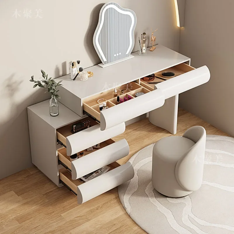 الغرور منضدة الزينة بغرفة النوم مرآة الغرور المنظم الأبيض جواهر خلع الملابس الأبيض Tocador Maquillaje أثاث غرفة نوم #6